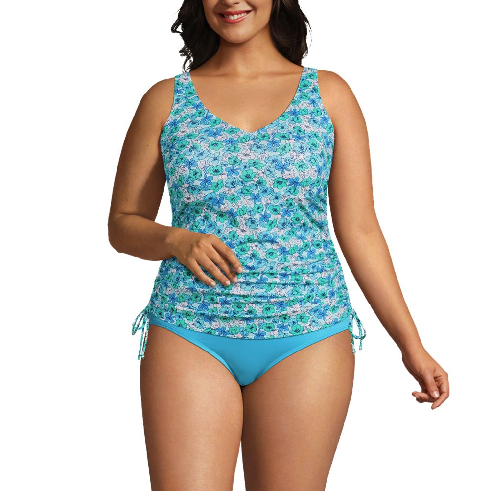 Lands End Sz 20W Women's Plus One Piece Swimsuit Drape Tummy