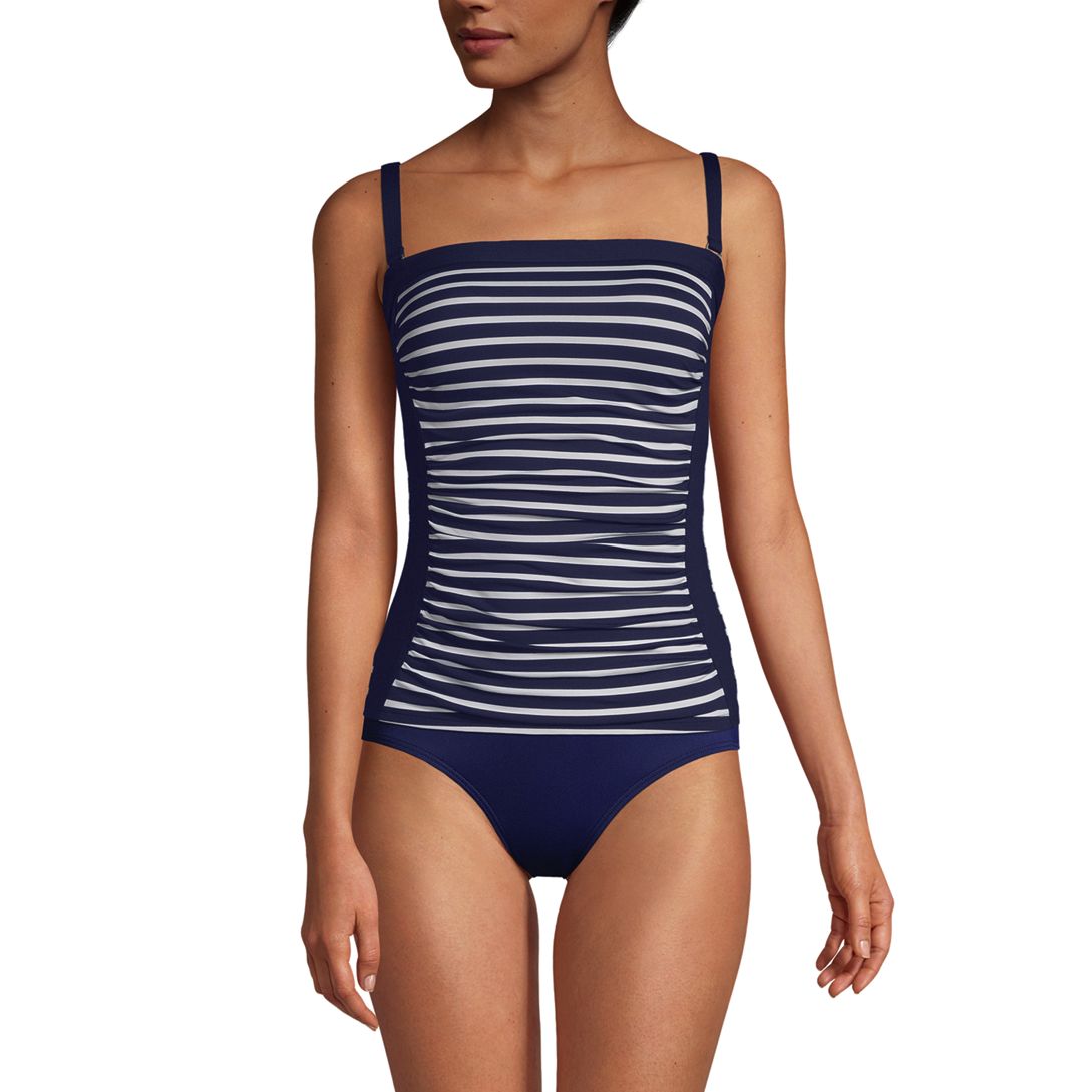 Women's Chlorine Resistant Bandeau Tankini Swimsuit Top