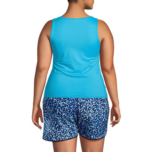 Women's Plus Size Chlorine Resistant High Neck UPF 50 Sun Protection Modest Tankini Swimsuit Top - Secondary