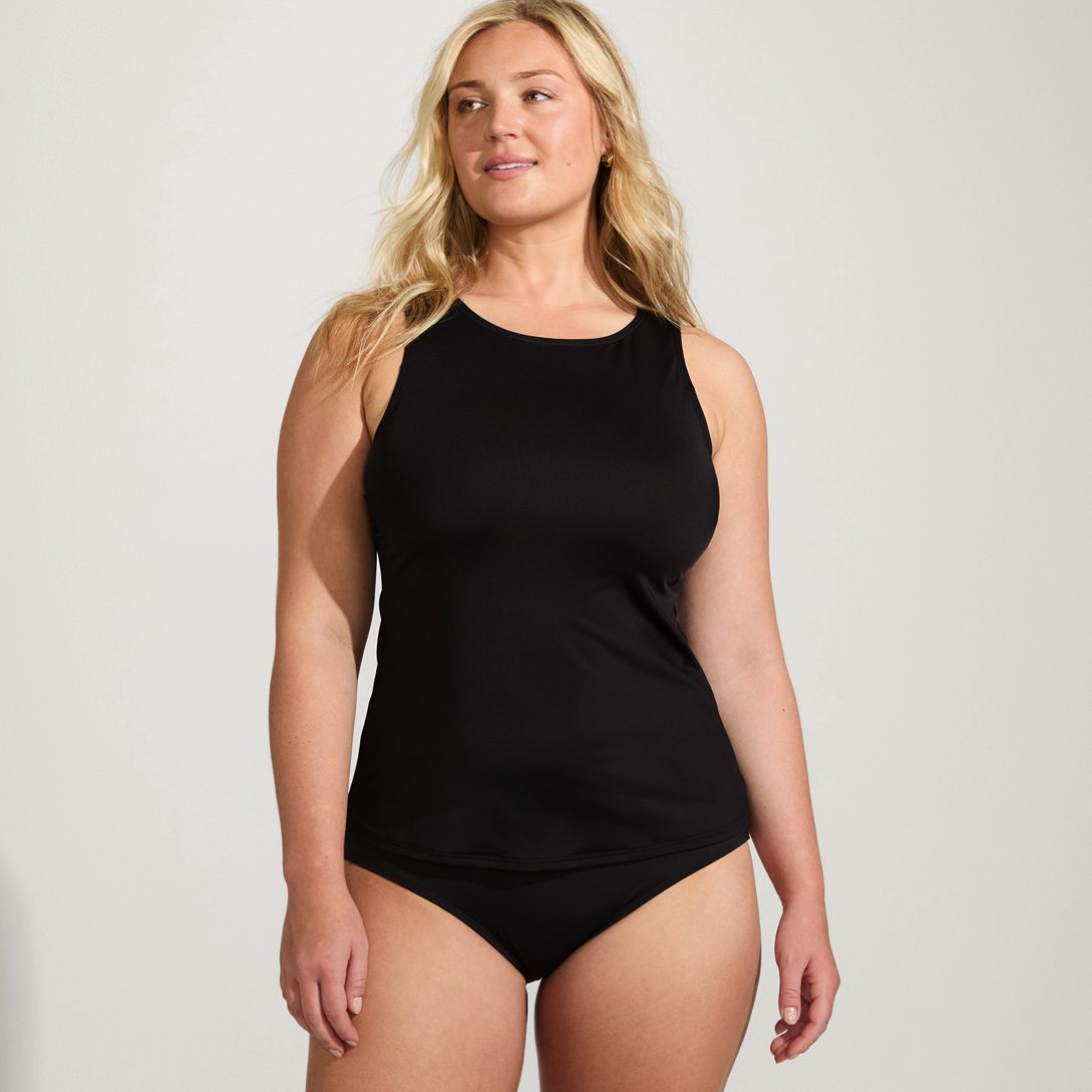 Women's Chlorine Resistant High Neck UPF 50 Modest Tankini Swimsuit Top