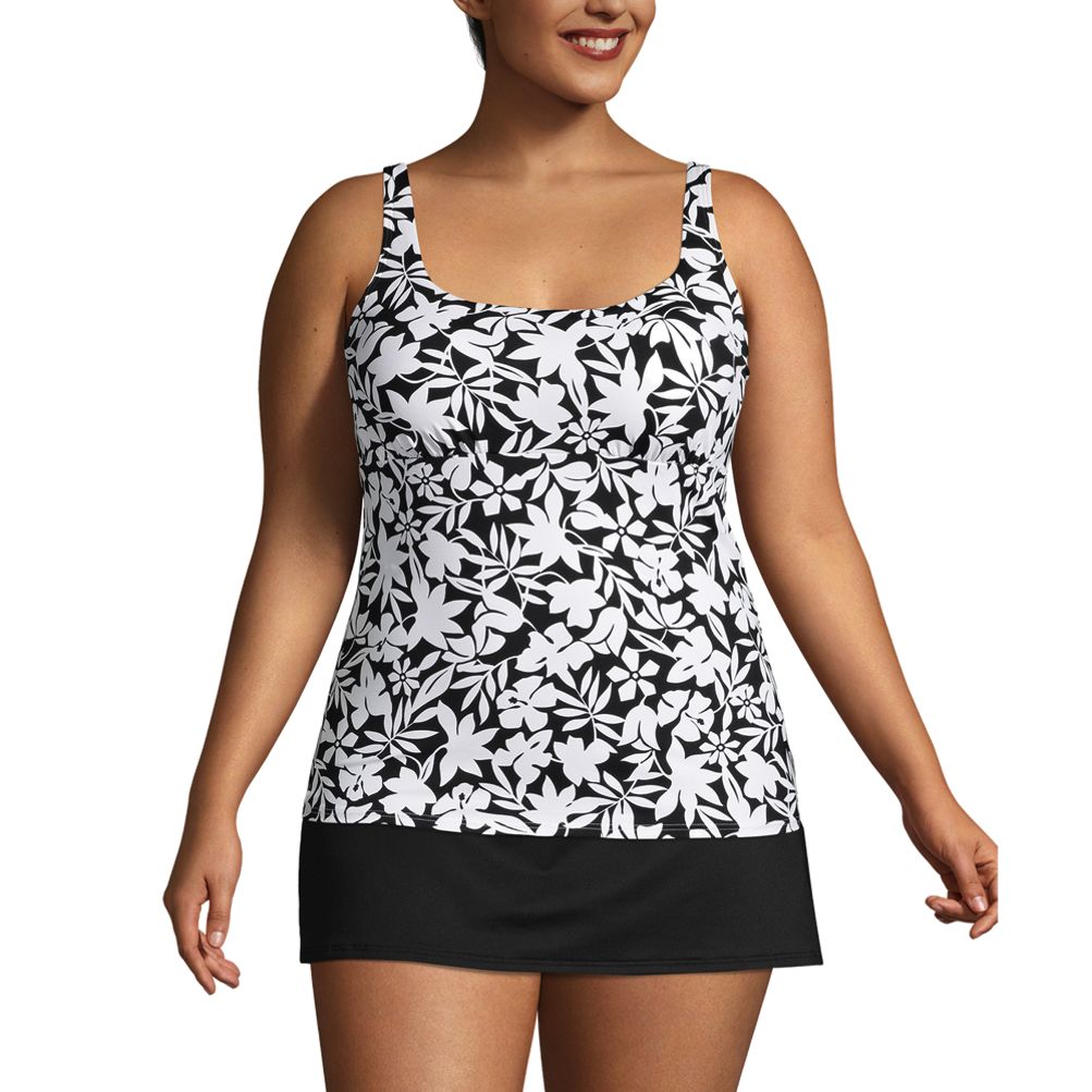 Women's Mastectomy Square Neck Tankini Swimsuit Top Adjustable Straps