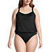 Women's Plus Size Chlorine Resistant Blouson Tummy Hiding Tankini Swimsuit Top Adjustable Straps, Front