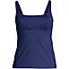 Women's Plus Size Mastectomy Chlorine Resistant Square Neck Tankini Swimsuit Top Adjustable Straps, Front