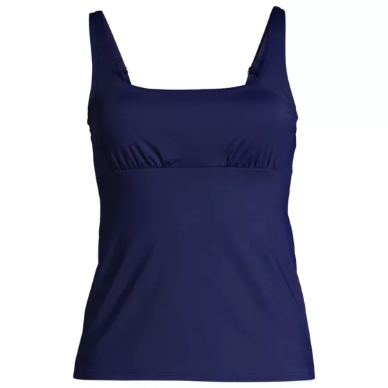 Women's Plus Size Chlorine Resistant Square Neck Underwire Tankini Swimsuit Top Adjustable Straps - primary