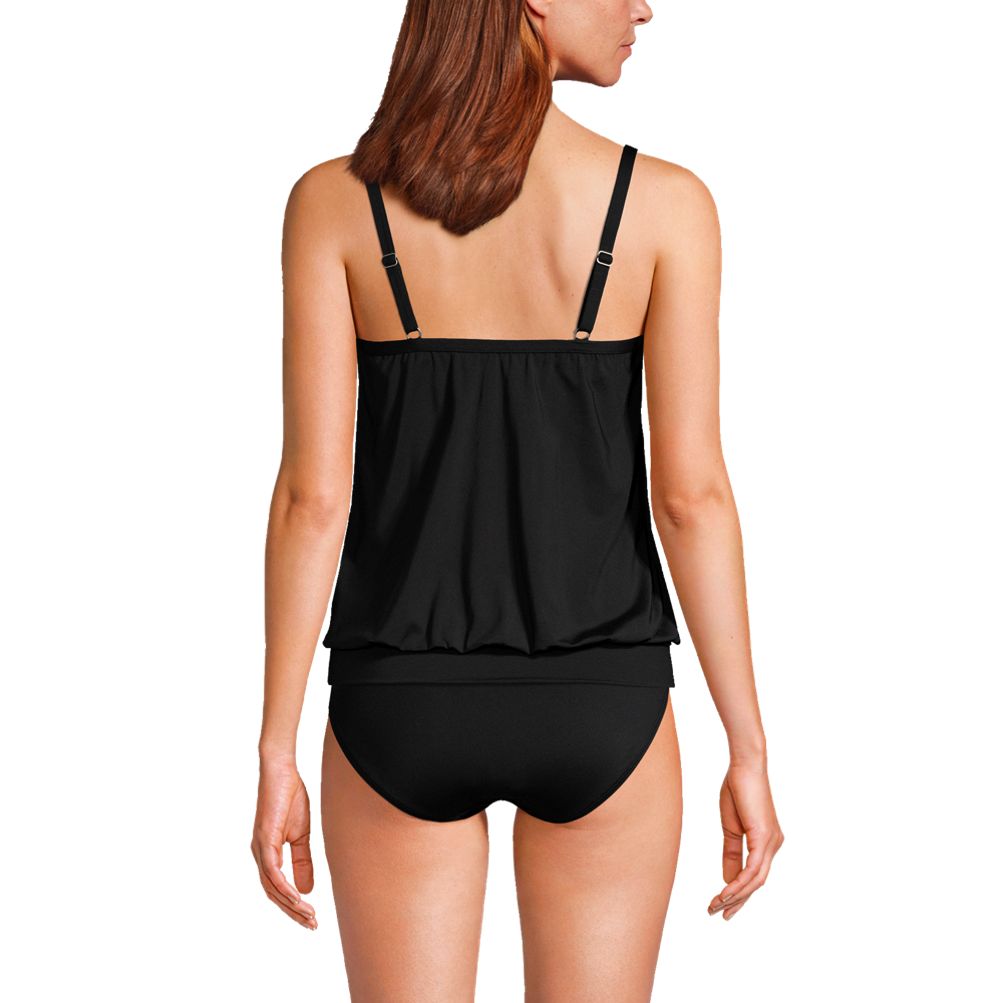 Women's Chlorine Resistant Blouson Tankini Swimsuit Top