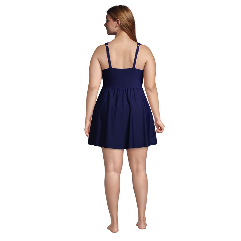 Lands' End Women's Dd-Cup Tummy Control Surplice Wrap Swim Dress