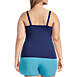 Women's Plus Size Mastectomy Chlorine Resistant Square Neck Tankini Swimsuit Top Adjustable Straps, Back