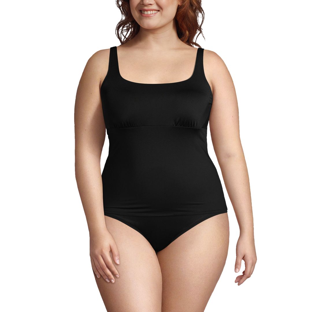 Women's Plus Size Square Neck Underwire Tankini Swimsuit Top