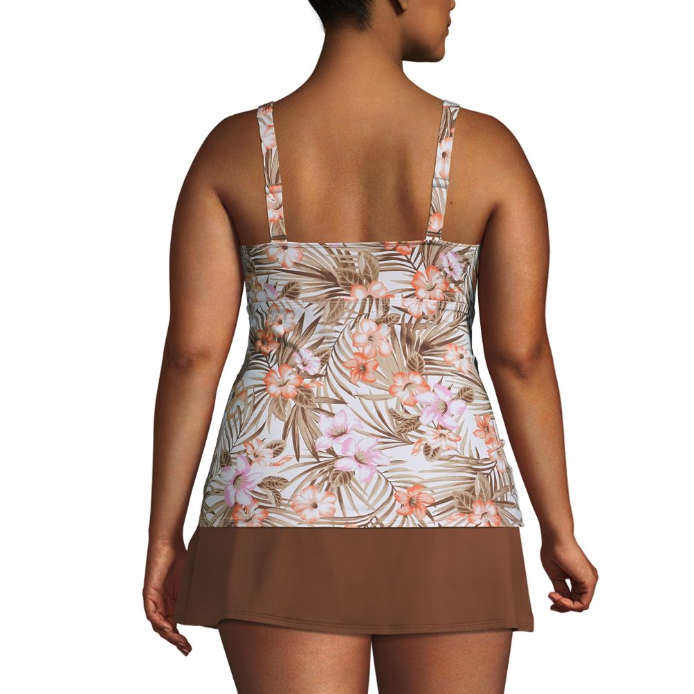 Women's Plus Size Chlorine Resistant Wrap Underwire Tankini Swimsuit Top