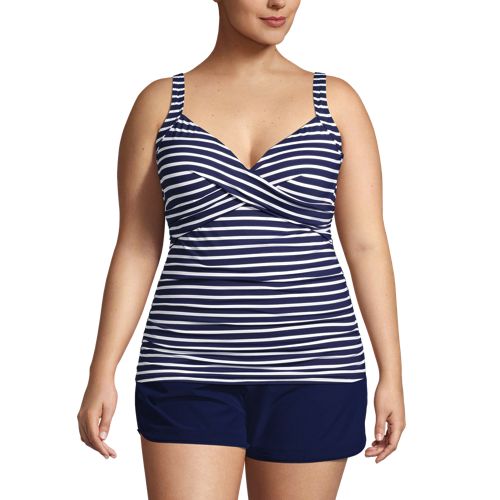 Women's Plus Size V-Neck Wrap Tankini Swimsuit Top