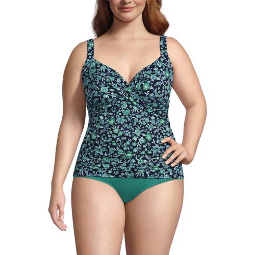 Swimsuits For All Women's Plus Size Smocked Bandeau Tankini Set 24 Flower  Bouquet, Black