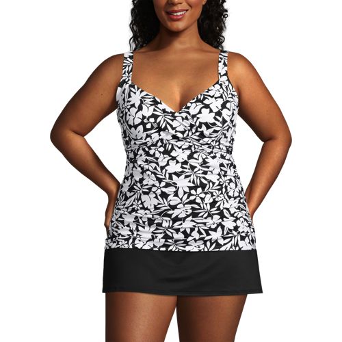 Women's Chlorine Resistant V-neck Wrap Underwire Tankini Top