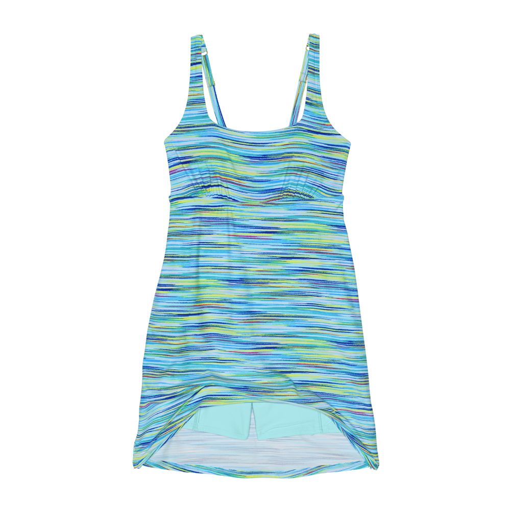 Women's Chlorine Resistant Tummy Control Square Neck Swim Dress