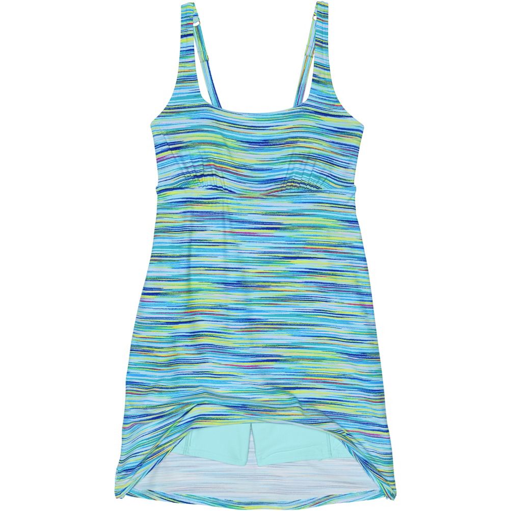 Women's Chlorine Resistant Tummy Control Square Neck Swim Dress One Piece  Swimsuit with Shorts | Lands' End