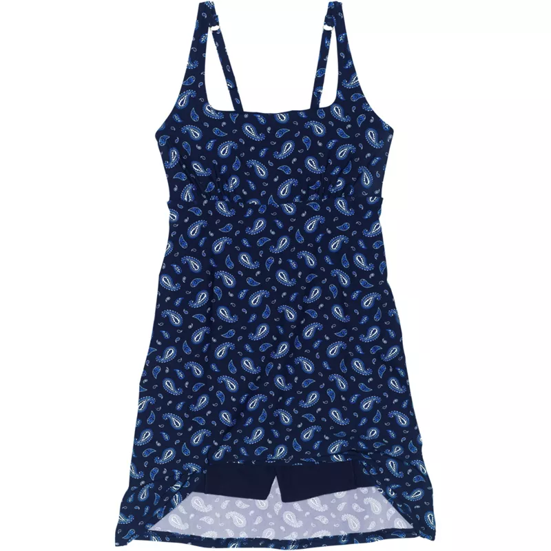 Women's Chlorine Resistant Tummy Control Square Neck Swim Dress One Piece Swimsuit with Shorts, alternative image