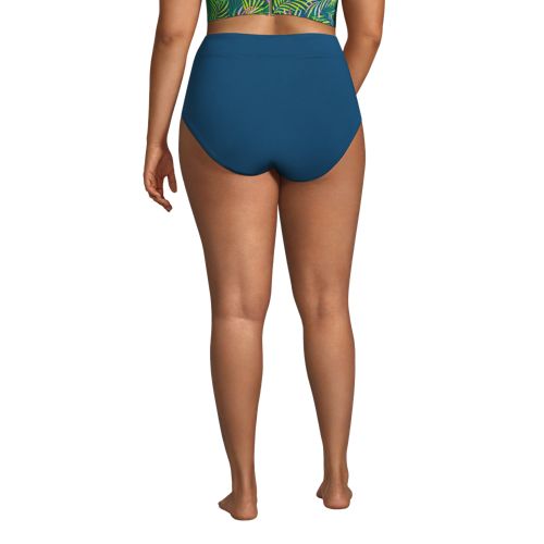 Women's Plus Size Chlorine Resistant Tummy Control High Waisted Bikini Swim Bottoms - Secondary