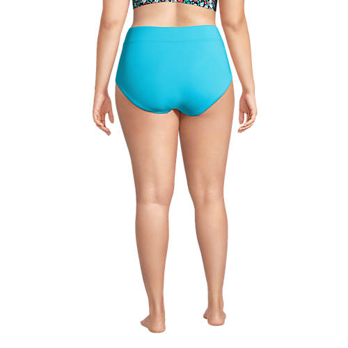 Women's Plus Size Chlorine Resistant High Waisted Bikini Swim Bottoms - Secondary