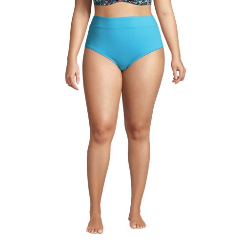  Lands' End Control-bikinihose High Waist Chlorresistent, Damen, Größe:48 Plus, Blau, Elasthan/nylon-mischung, By Lands' End 