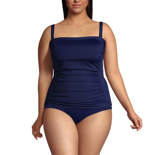 Plus Size Women's Mesh Pocket High Waist Swim Capri by Swim 365 in Black ( Size 16)