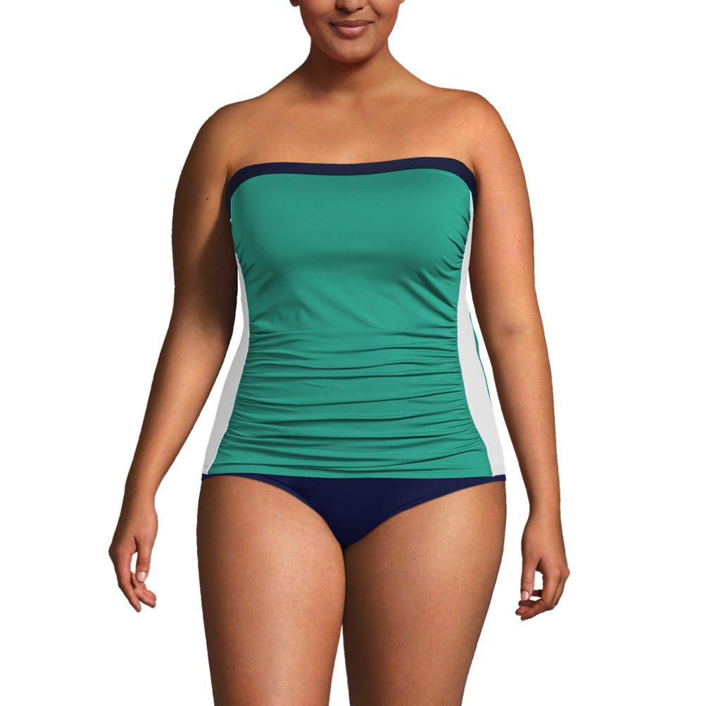 Kanin Væve Barcelona Women's Plus Size Chlorine Resistant Bandeau Tankini Swimsuit Top with  Removable Adjustable Straps | Lands' End