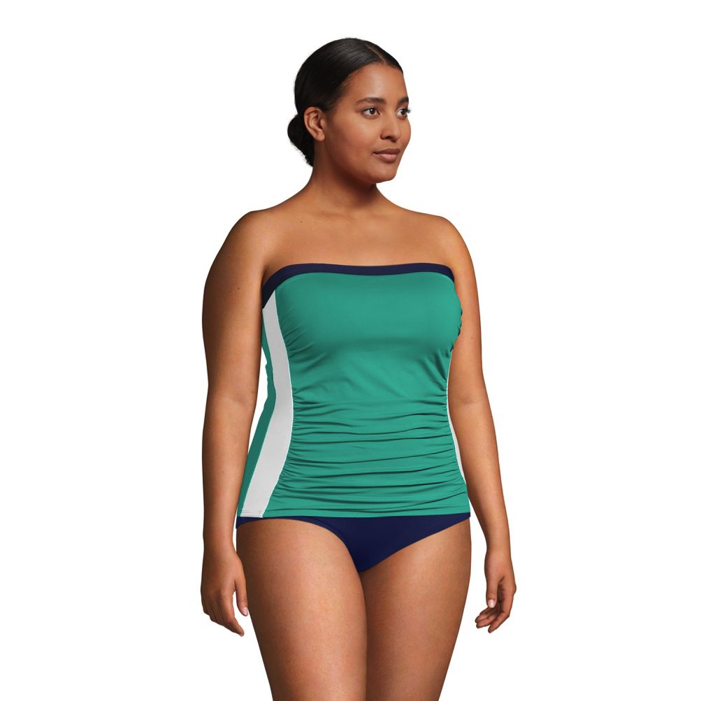 Women's Plus Size Chlorine Resistant Bandeau Tankini Swimsuit Top with  Removable Adjustable Straps | Lands' End