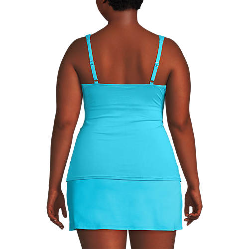 Women's Plus Size DDD-Cup Chlorine Resistant Wrap Tankini Swimsuit Top - Secondary
