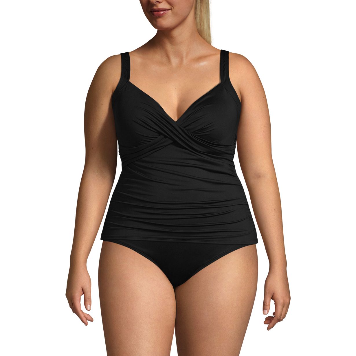 Women's Plus Size Chlorine Resistant Wrap Tankini Swimsuit Top