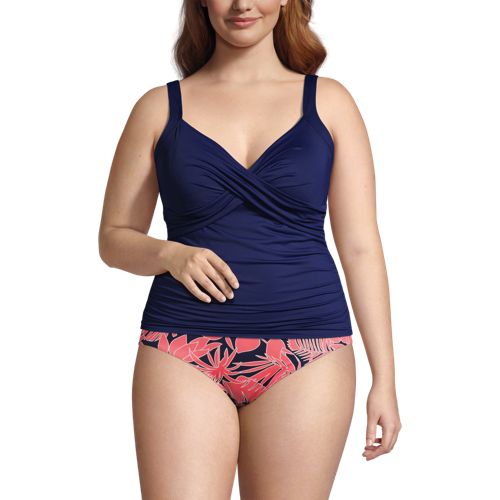 Plus Size Women's Longer-Length Tankini Top by Swim 365 in Rich Brown  Animal (Size 36)