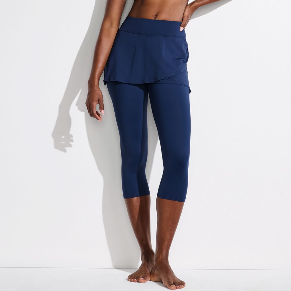 Women s High Waisted Modest Swim Leggings with UPF 50 Sun Protection Lands End