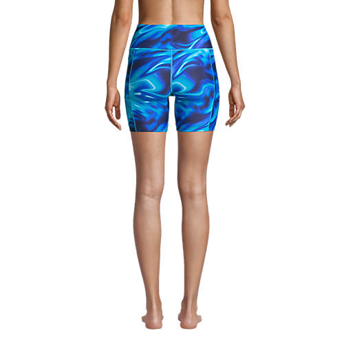 Women's Chlorine Resistant High Waisted 6" Bike Swim Shorts with UPF 50 - Secondary