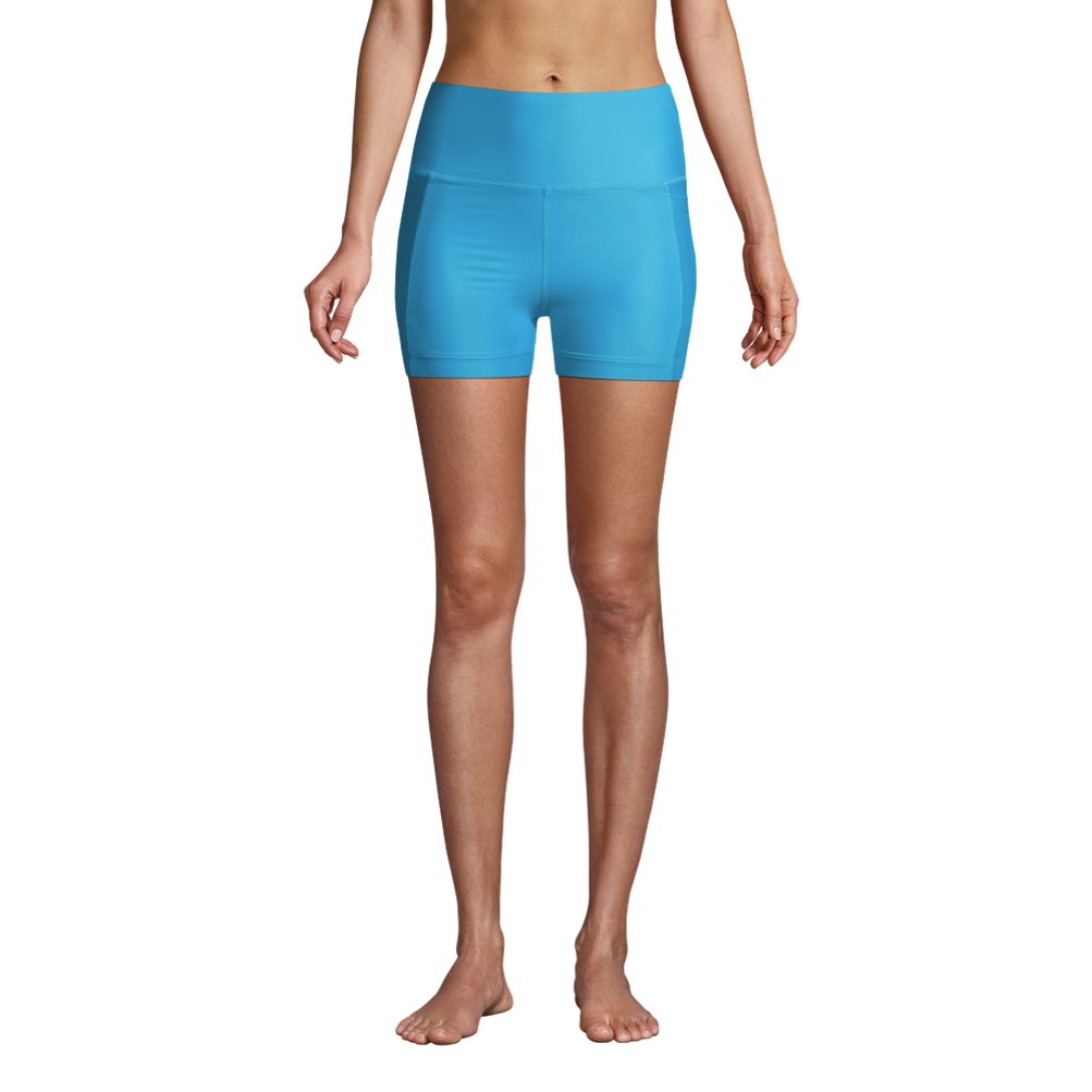 Women's Chlorine Resistant High Waisted 6 Bike Swim Shorts with UPF 50