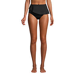 Women's Chlorine Resistant Faux Wrap High Waisted Bikini Bottoms, Front