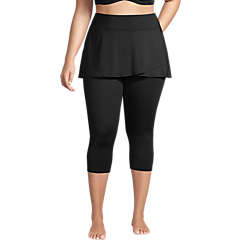 Women's Plus Size Chlorine Resistant High Waisted Modest Swim Leggings with UPF 50 Sun Protection, Front