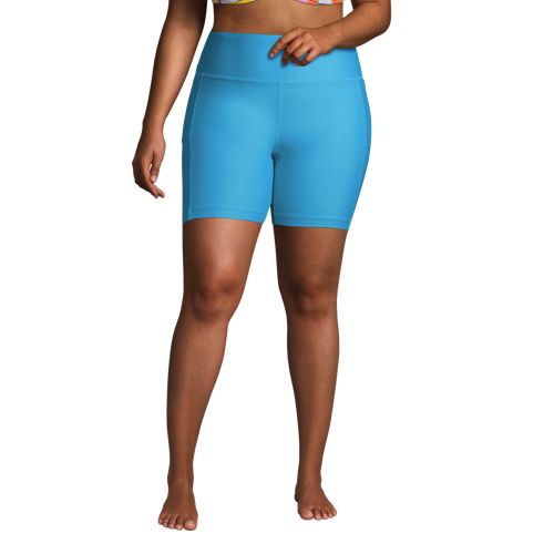 Hywell Women Plus Size Swim Capris Long Swim Shorts High Waisted