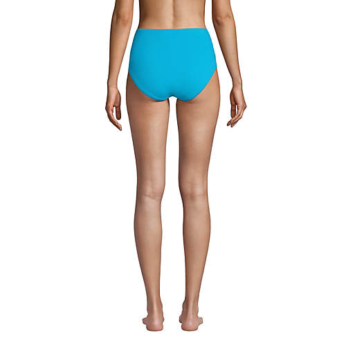 Women's Chlorine Resistant Twist Front Retro High Waisted Bikini Swim Bottoms - Secondary