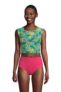 Women's Chlorine Resistant Adjustable Cap Sleeve Bikini Top Swimsuit, Front