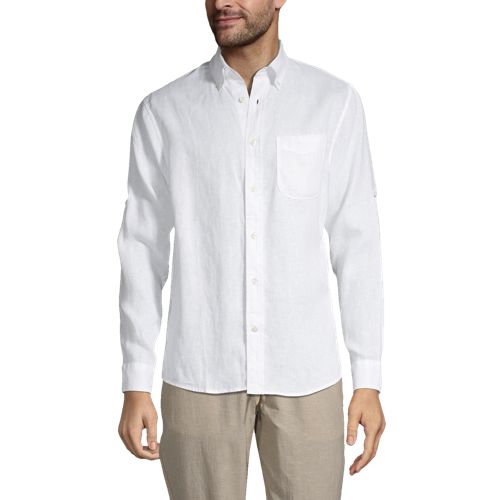 Men's Roll Sleeve Linen Shirt 