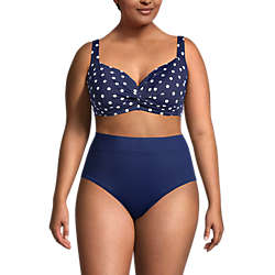 Women's Plus Size DD-Cup Chlorine Resistant Twist Underwire Bikini Swimsuit Top Adjustable Straps, Front