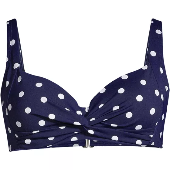 Women's Chlorine Resistant Twist Front Underwire Bikini Swimsuit Top Adjustable Straps - primary