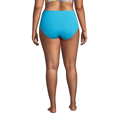 Women's Plus Size Chlorine Resistant Twist Front Retro High Waisted Bikini Swim Bottoms - Secondary