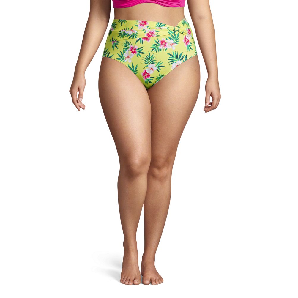 Women's Plus Size Chlorine Resistant Twist Front Retro High Waisted Bikini  Bottoms