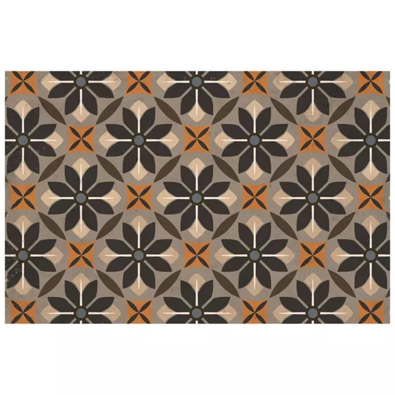 Matterly Skid Resistant Floral Mosaic Floor Mat - primary