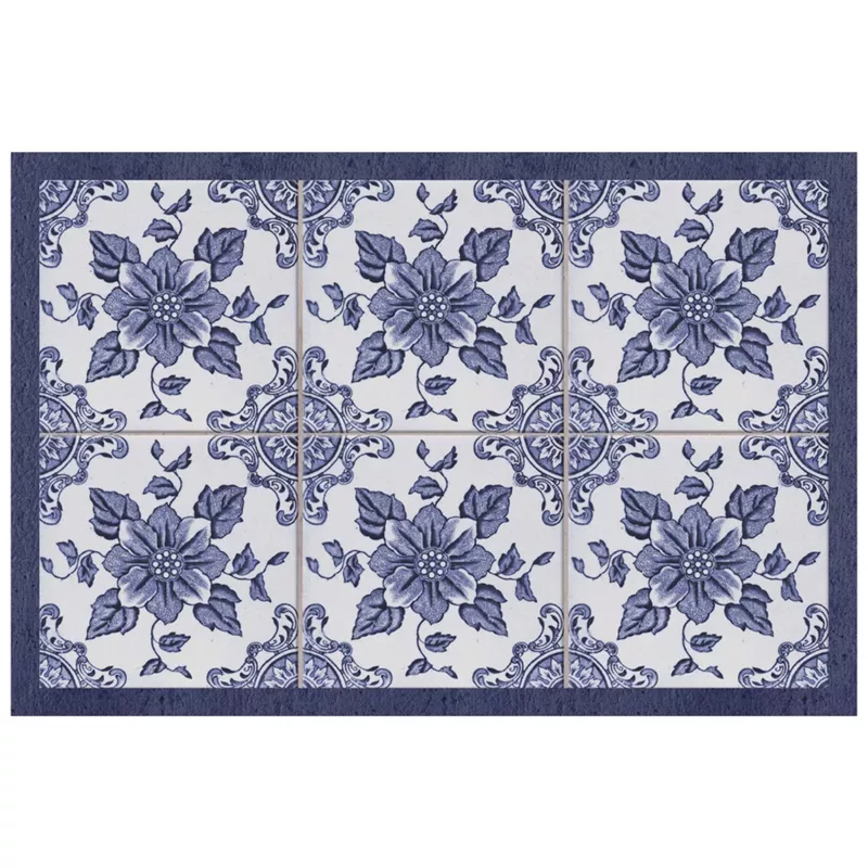 Matterly Skid Resistant Floral Floor Mat, Front
