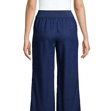 Pantalon Large en Lin Taille Haute, Femme Stature Standard image number 6