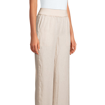 Pantalon Large en Lin Taille Haute, Femme Stature Standard image number 7