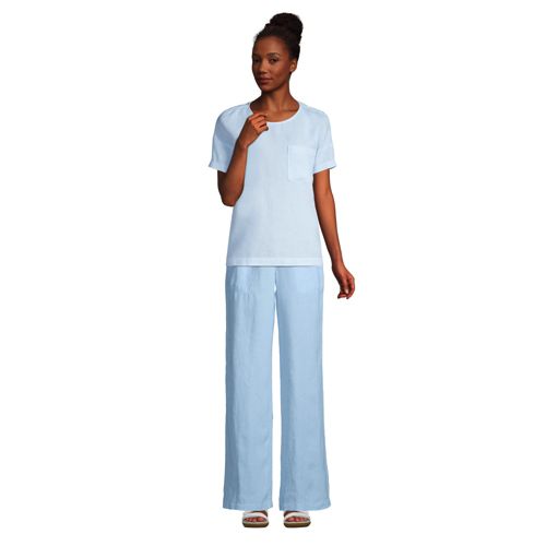Pantalon Large en Lin Taille Haute, Femme Stature Standard image number 3