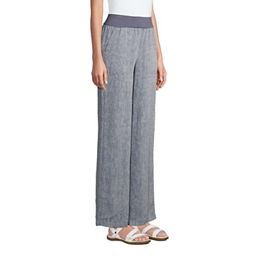 Pantalon Large en Lin Taille Haute, Femme Stature Standard image number 2