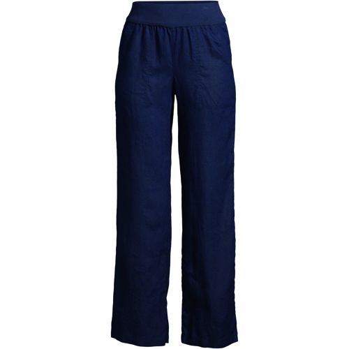 Pantalon Large en Lin Taille Haute, Femme Stature Standard image number 4