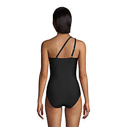 Women's Chlorine Resistant Tummy Control One Shoulder One Piece Swimsuit Adjustable Strap, Back