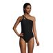 Women's Long Chlorine Resistant Tummy Control One Shoulder One Piece Swimsuit Adjustable Strap, Front